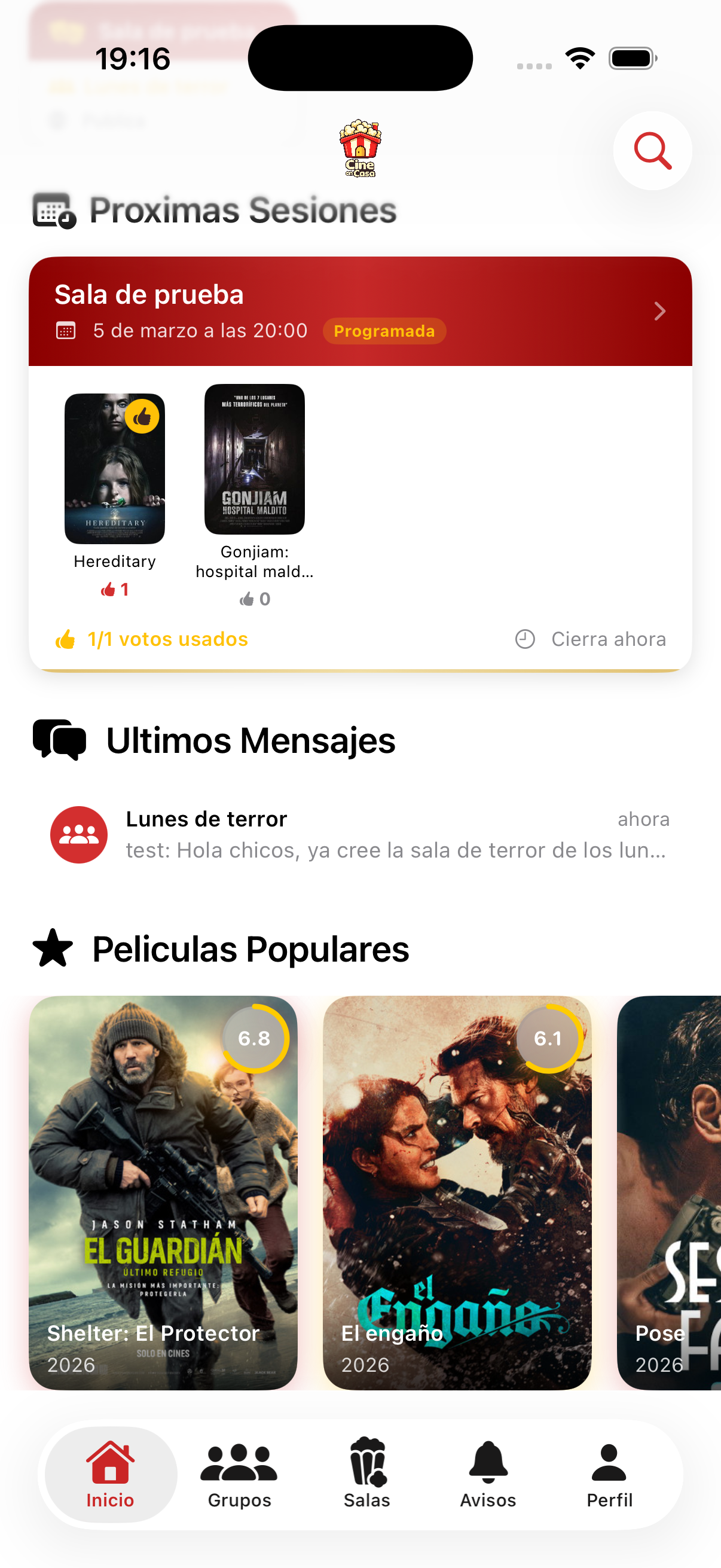 Sesiones y populares