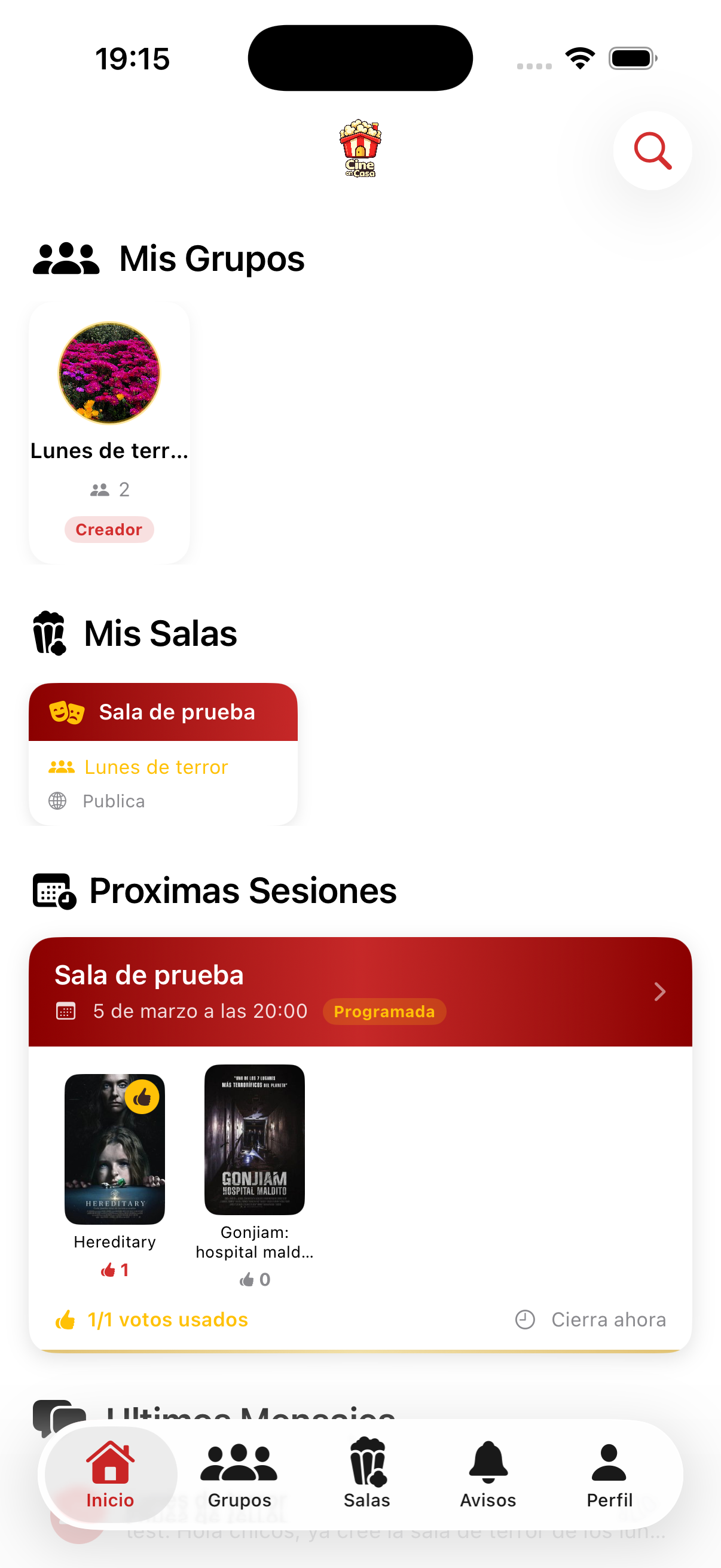 Pantalla principal